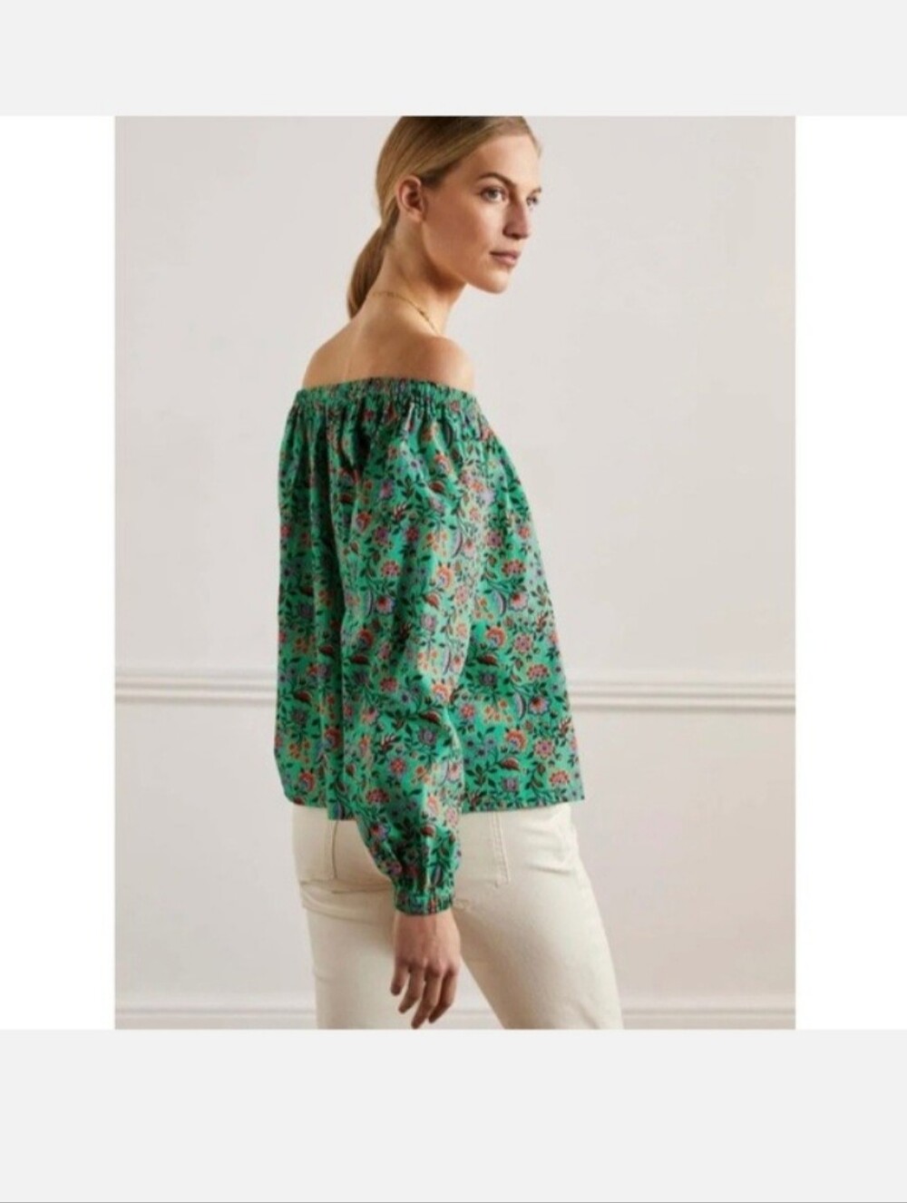 Boden Melanie Floral Off The Shoulder Blouse 6